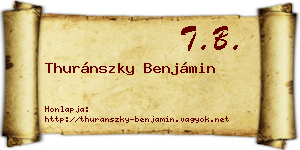 Thuránszky Benjámin névjegykártya